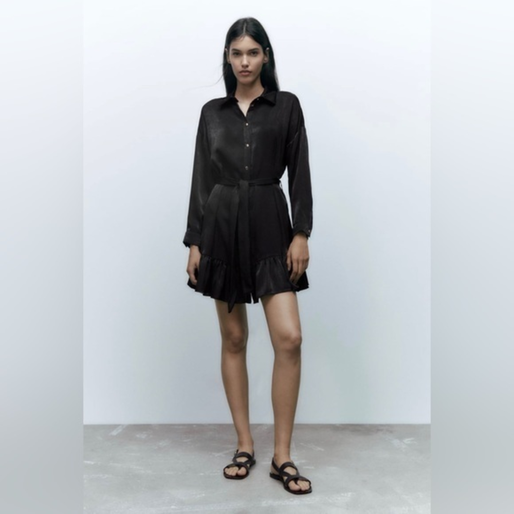 ZARA SATIN EFFECT‎ SHIRT DRESS